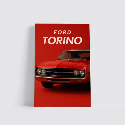 Ford Torino Classic Muscle Car Red Background