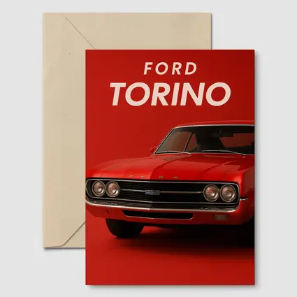 Ford Torino Classic Muscle Car Red Background