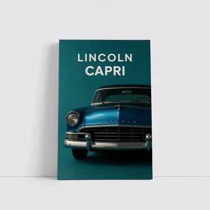 Lincoln Capri Classic Car Teal Background