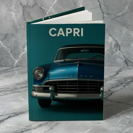 Lincoln Capri Classic Car Teal Background