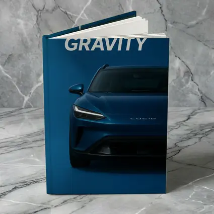 Lucid Gravity Electric SUV Blue Background
