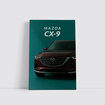 Mazda CX Nine Deep Red Teal Background