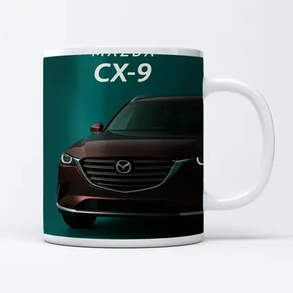 Mazda CX Nine Deep Red Teal Background