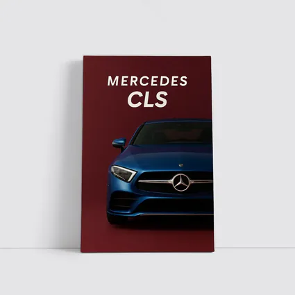 Mercedes CLS Blue Car Dark Red Background
