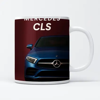 Mercedes CLS Blue Car Dark Red Background