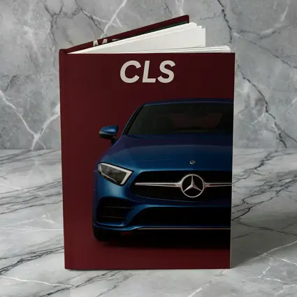 Mercedes CLS Blue Car Dark Red Background