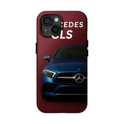 Mercedes CLS Blue Car Dark Red Background