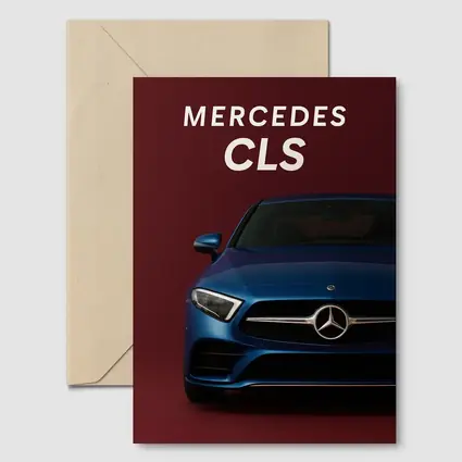 Mercedes CLS Blue Car Dark Red Background