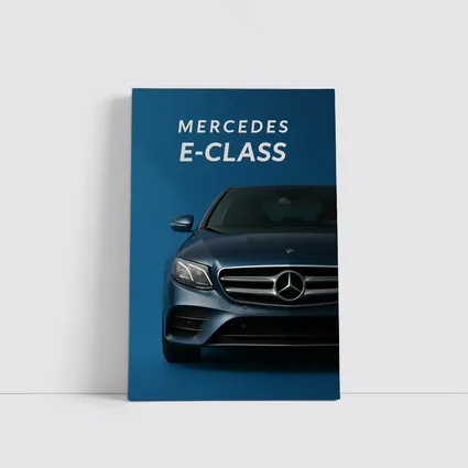 Mercedes E-Class Front View Blue Background