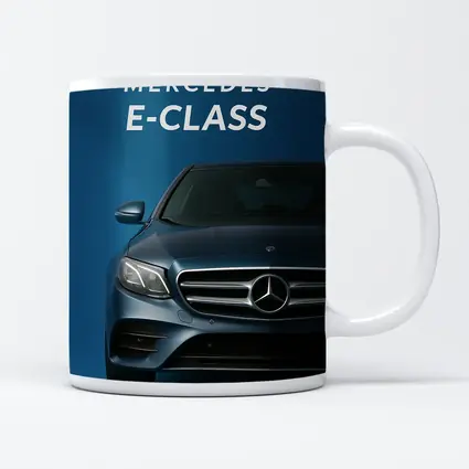 Mercedes E-Class Front View Blue Background