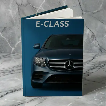 Mercedes E-Class Front View Blue Background