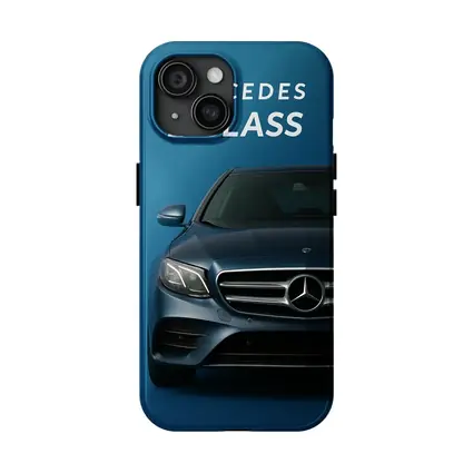Mercedes E-Class Front View Blue Background