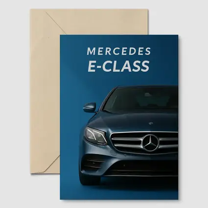 Mercedes E-Class Front View Blue Background