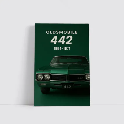 Oldsmobile 442 Muscle Car Green Background