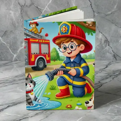 Kid Firefighter Cartoon Dogs Cats Fire Truck