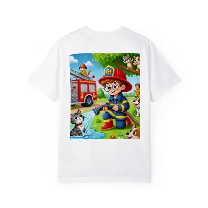 Kid Firefighter Cartoon Dogs Cats Fire Truck