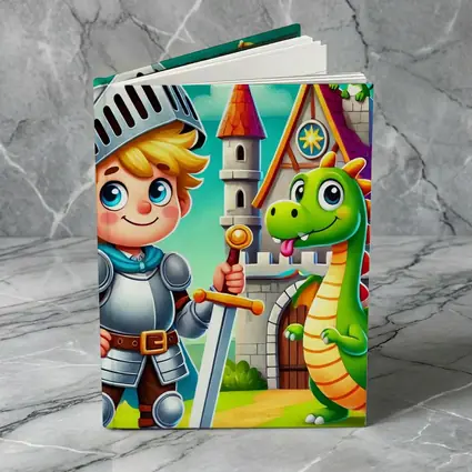 Cartoon Knight Boy and Dragon Castle