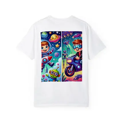 Boys Astronaut Robot Motorcycle Adventure Cartoon Art
