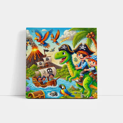 Pirate Kids Riding Dinosaur Treasure Island
