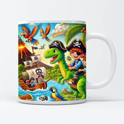 Pirate Kids Riding Dinosaur Treasure Island