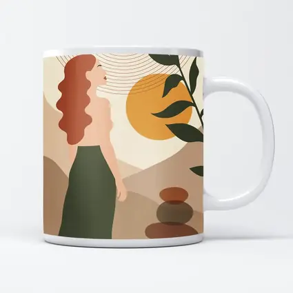 Boho Woman Sun Zen Stones Nature Art