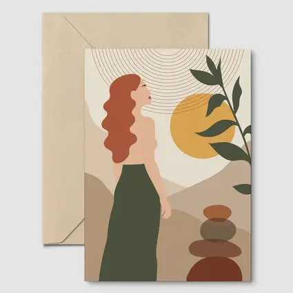 Boho Woman Sun Zen Stones Nature Art