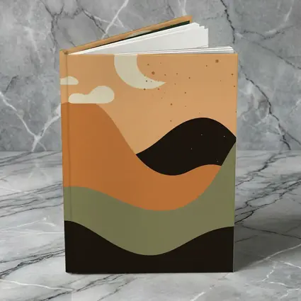 Boho Desert Moon Abstract Mountain Landscape Art