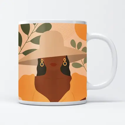 Boho Woman Wide Hat Sun Leaves