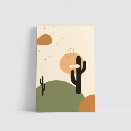 Boho Desert Cactus Minimalist Warm Tones Art