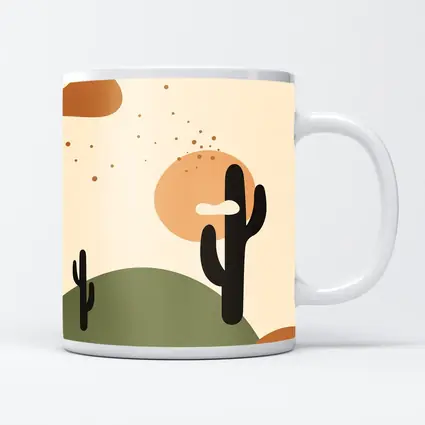 Boho Desert Cactus Minimalist Warm Tones Art
