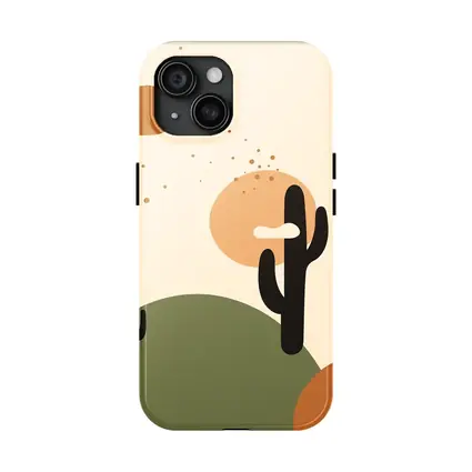 Boho Desert Cactus Minimalist Warm Tones Art