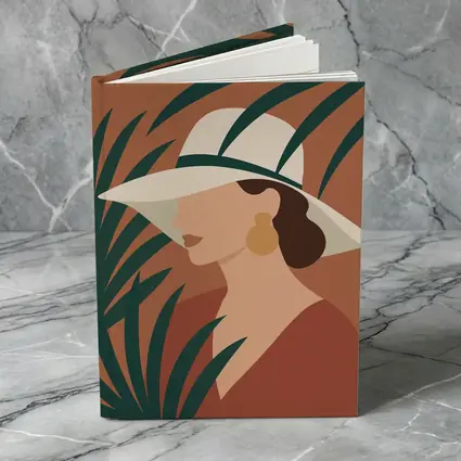 Minimalist Woman Portrait Terracotta Tropical Background
