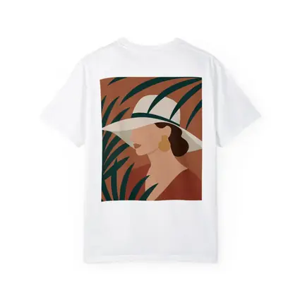 Minimalist Woman Portrait Terracotta Tropical Background