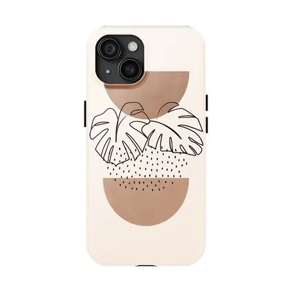 Monstera Leaves Boho Abstract Terracotta Shapes