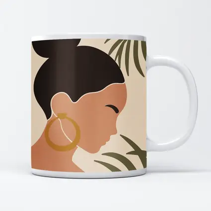 Minimal Woman Portrait Tropical Leaves Boho