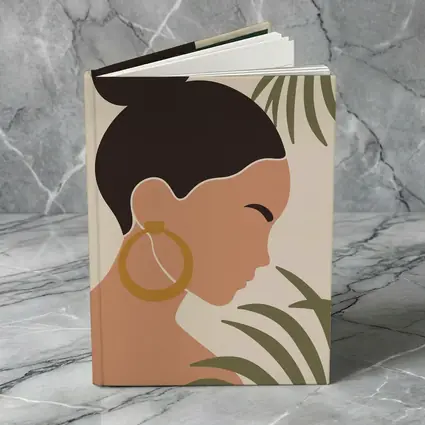 Minimal Woman Portrait Tropical Leaves Boho