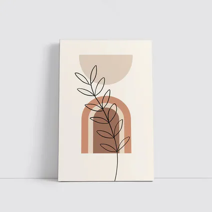 Boho Line Art Leaf Abstract Terracotta Arch