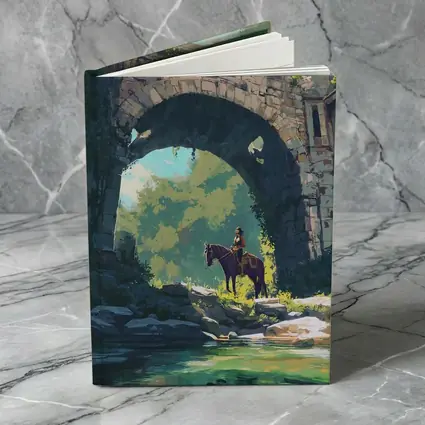 Rider on Horse Under Ancient Stone Arch