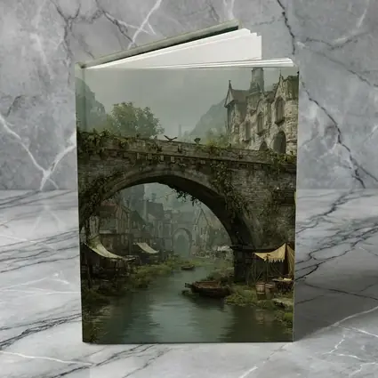 Medieval Fantasy Town Stone Bridge River