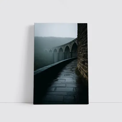 Stone Viaduct Bridge Foggy Misty Landscape