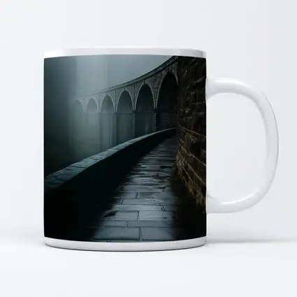 Stone Viaduct Bridge Foggy Misty Landscape