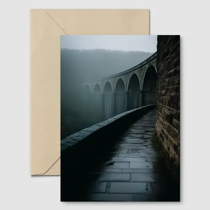Stone Viaduct Bridge Foggy Misty Landscape
