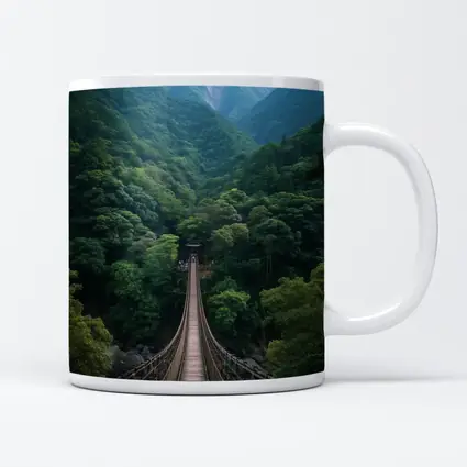 Wooden Suspension Bridge Green Mountain Forest