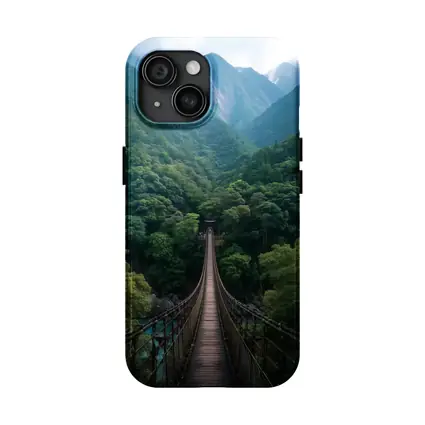 Wooden Suspension Bridge Green Mountain Forest
