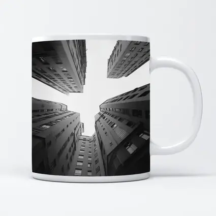 Looking Up Between Gray City Buildings
