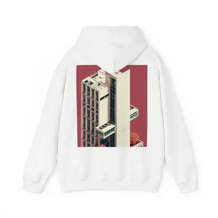 Brutalist Tower Building Pink Minimalist Art