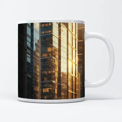 Glass Skyscrapers Reflecting Golden Sunset Light