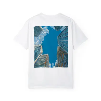 Looking Up City Skyscrapers Blue Sky