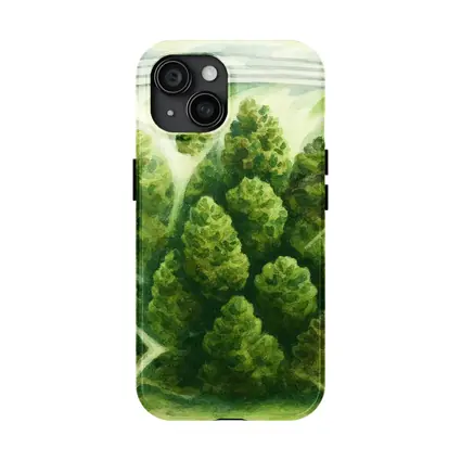 Cannabis Buds Watercolor Painting Green Bag