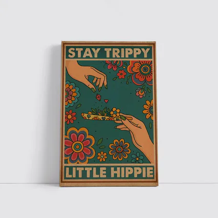 Stay Trippy Little Hippie Retro Floral Art